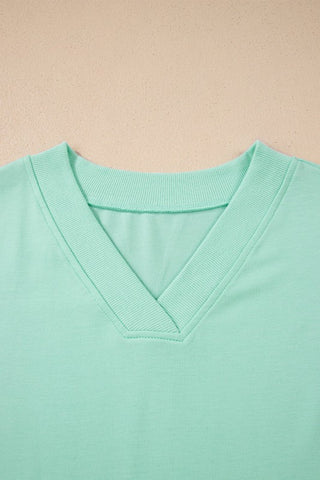 Rita Solid V-Neck Drawstring Two Piece Sets