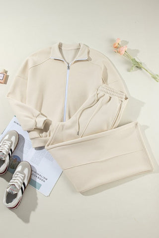 Belen Solid Zip-Up Drawstring Two Piece Sets