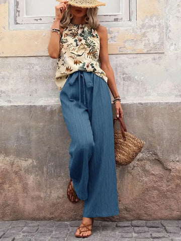 Zoe Printed Wide Leg Two Piece Sets