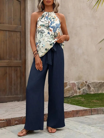 Zoe Printed Wide Leg Two Piece Sets