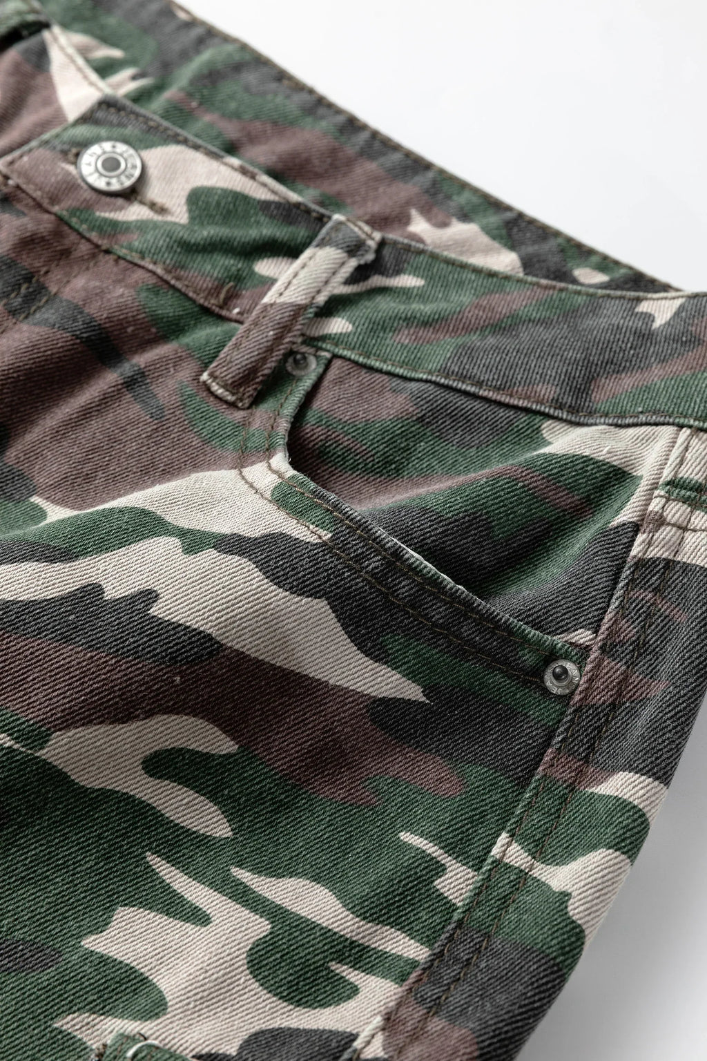 Gretter Green Camo Denim Cargo Wide Leg Pants