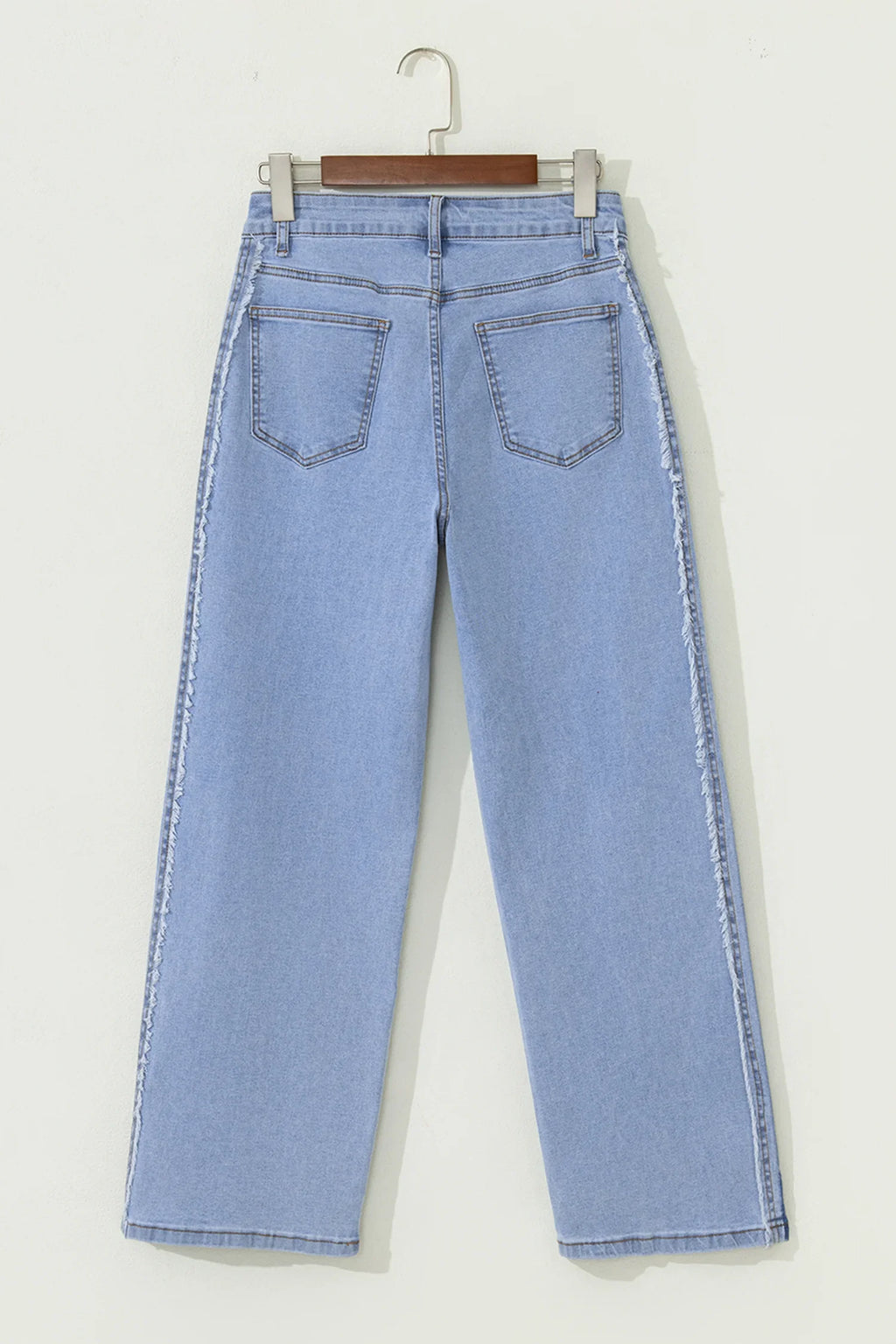 Charlie Beau Blue Contrast Stripe Frayed Side Panel Patchwork Shift Jeans