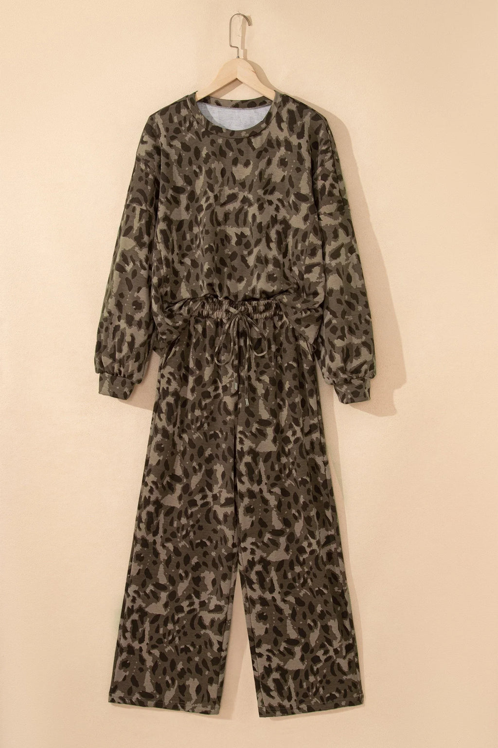 Milagros Leopard Patchwork And Drawstring Two Piece Sets