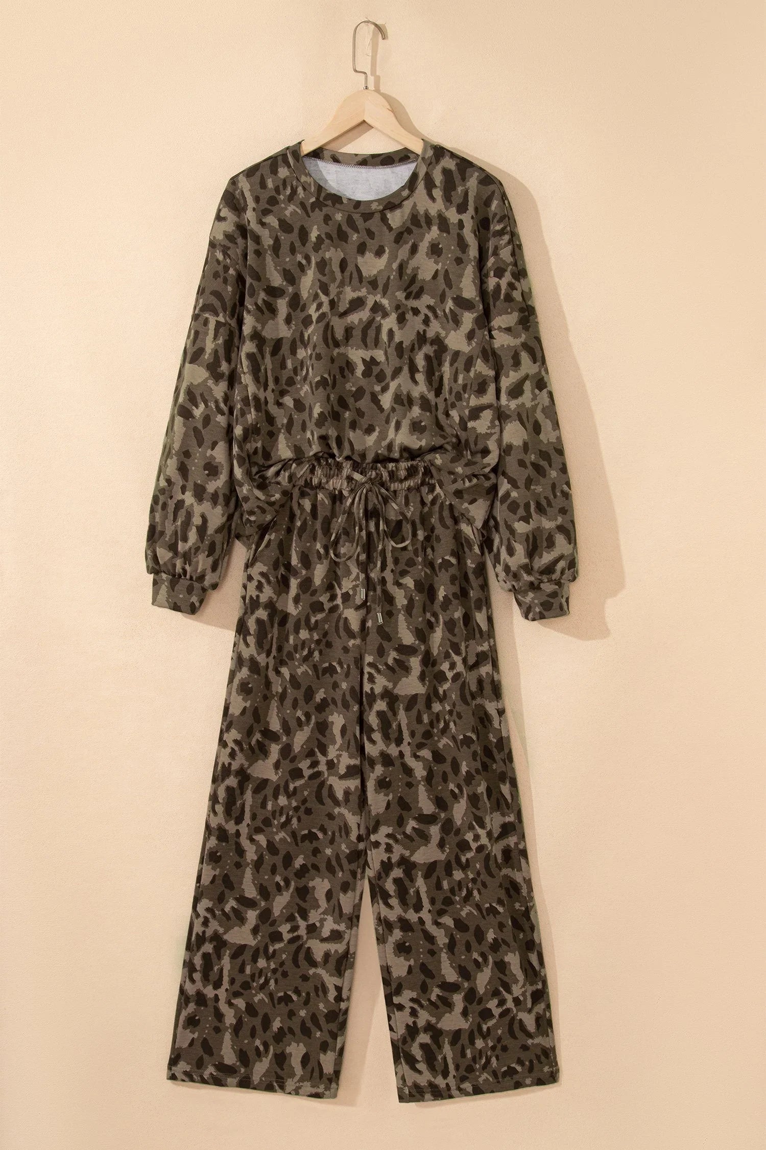 Milagros Leopard Patchwork And Drawstring Two Piece Sets