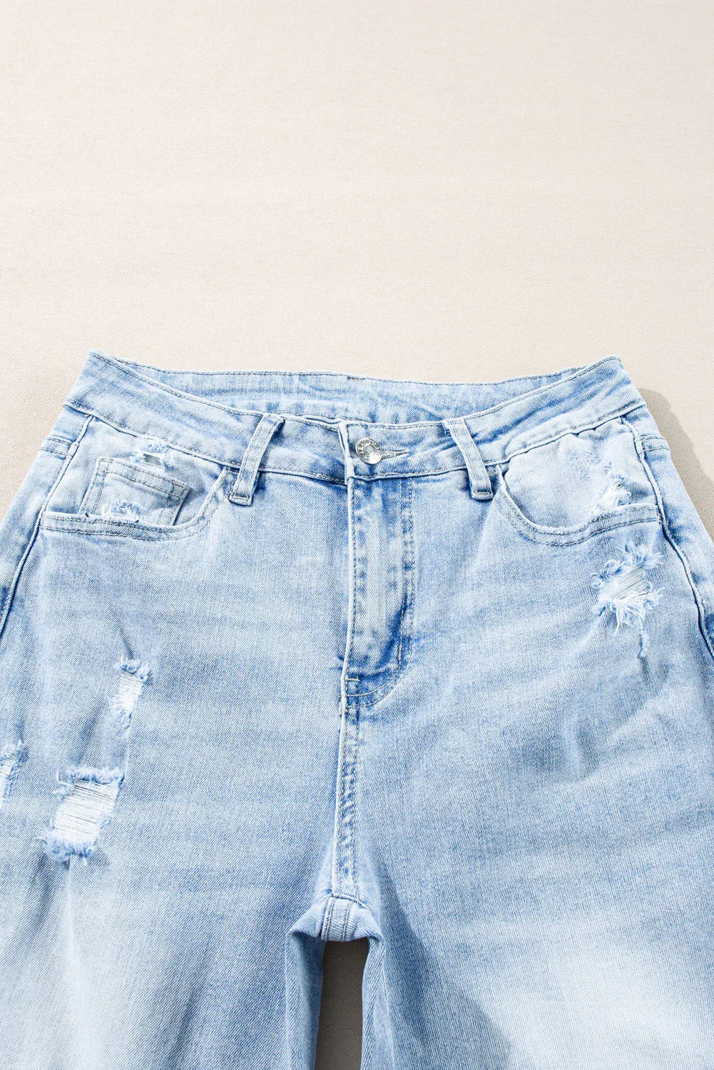 Saige Wash Distressed Straight Jeans