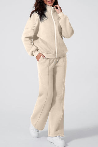 Belen Solid Zip-Up Drawstring Two Piece Sets