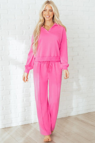 Kayli Solid Collared Central Seam Two Piece Sets