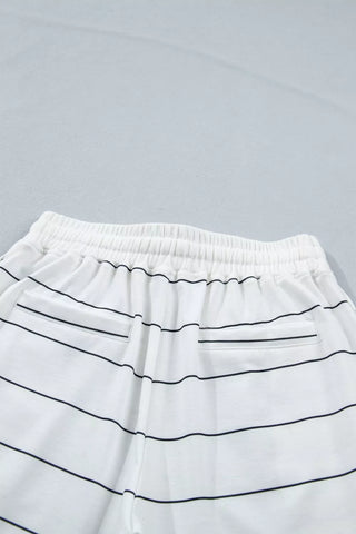 Sandra Stripe Half Sleeve Drawstring Two Piece Sets