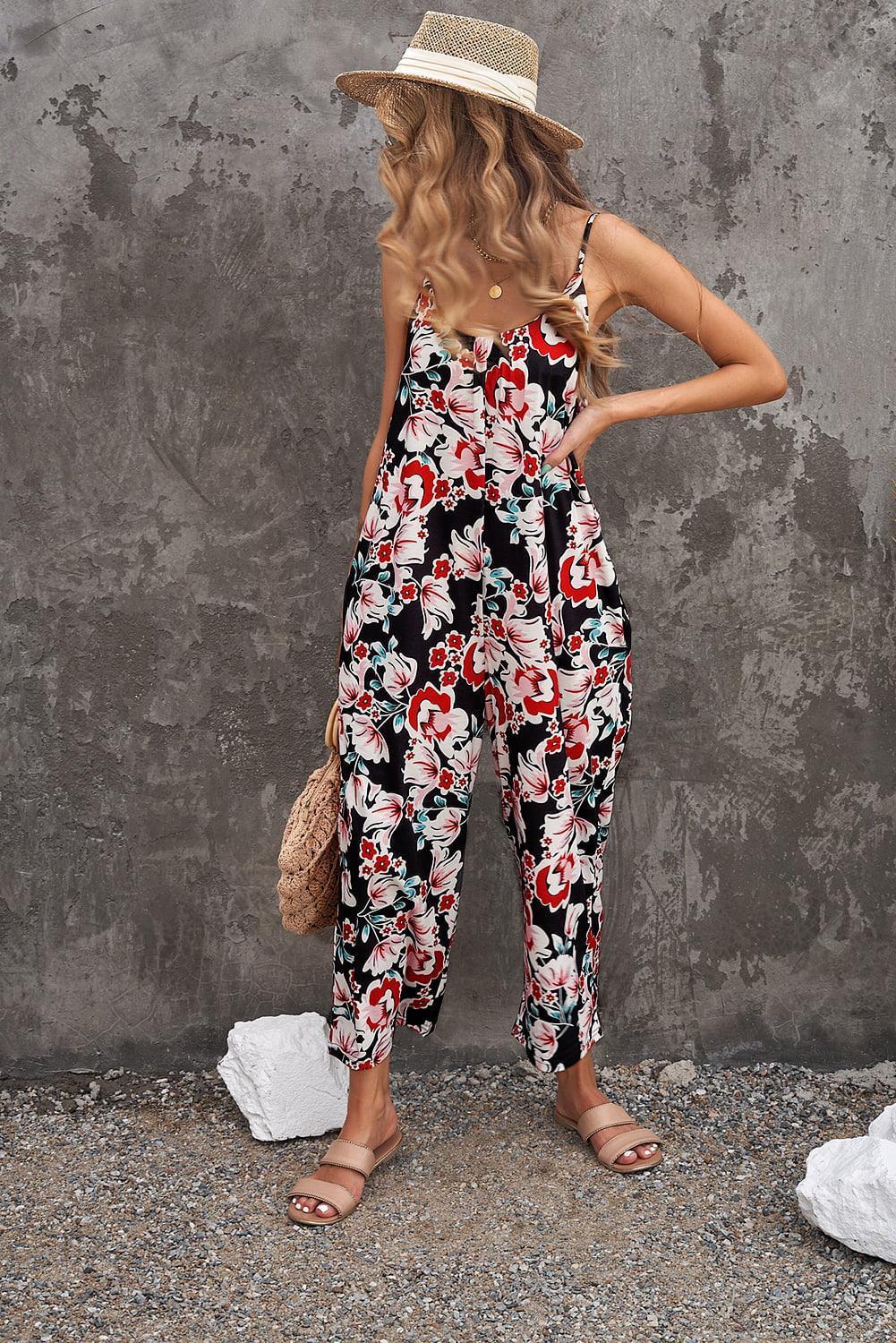 Fabiana Botanical Print Spaghetti Strap Cropped Jumpsuits - Vestir en Moda