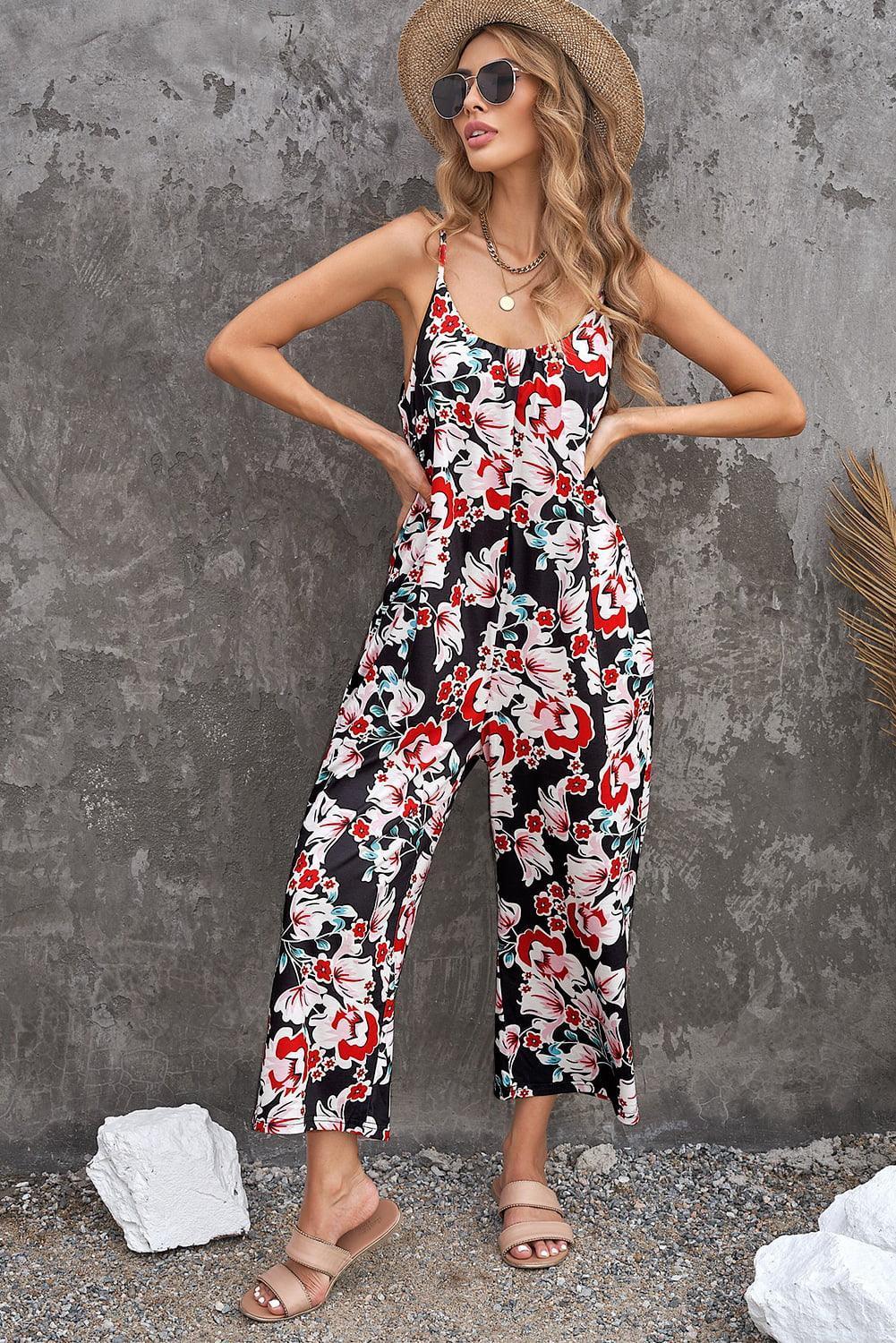 Fabiana Botanical Print Spaghetti Strap Cropped Jumpsuits - Vestir en Moda