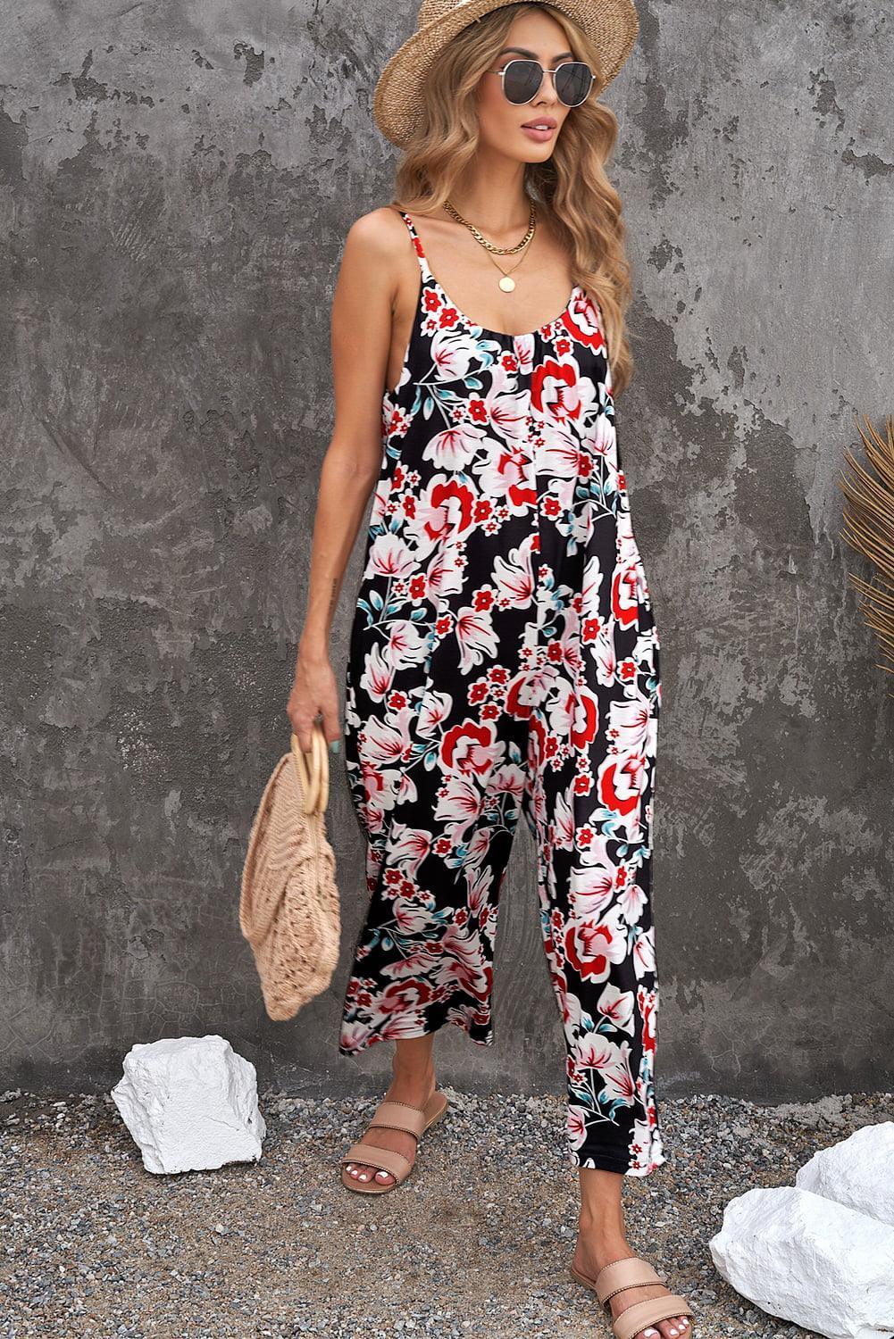 Fabiana Botanical Print Spaghetti Strap Cropped Jumpsuits - Vestir en Moda