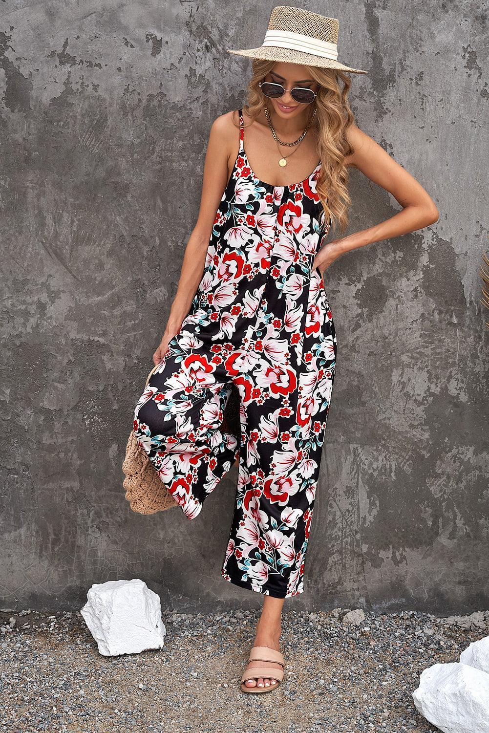 Fabiana Botanical Print Spaghetti Strap Cropped Jumpsuits - Vestir en Moda