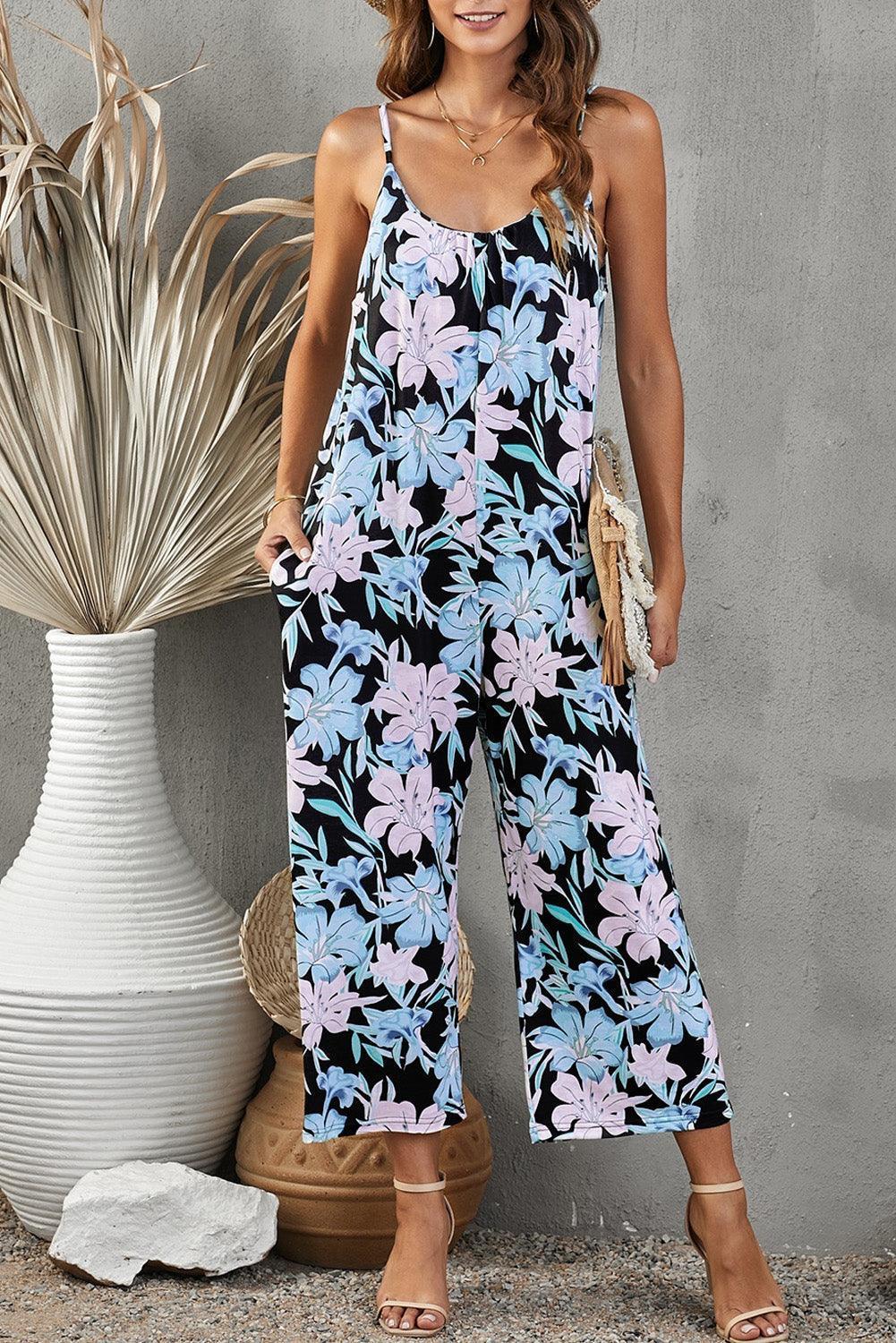 Fabiana Botanical Print Spaghetti Strap Cropped Jumpsuits - Vestir en Moda