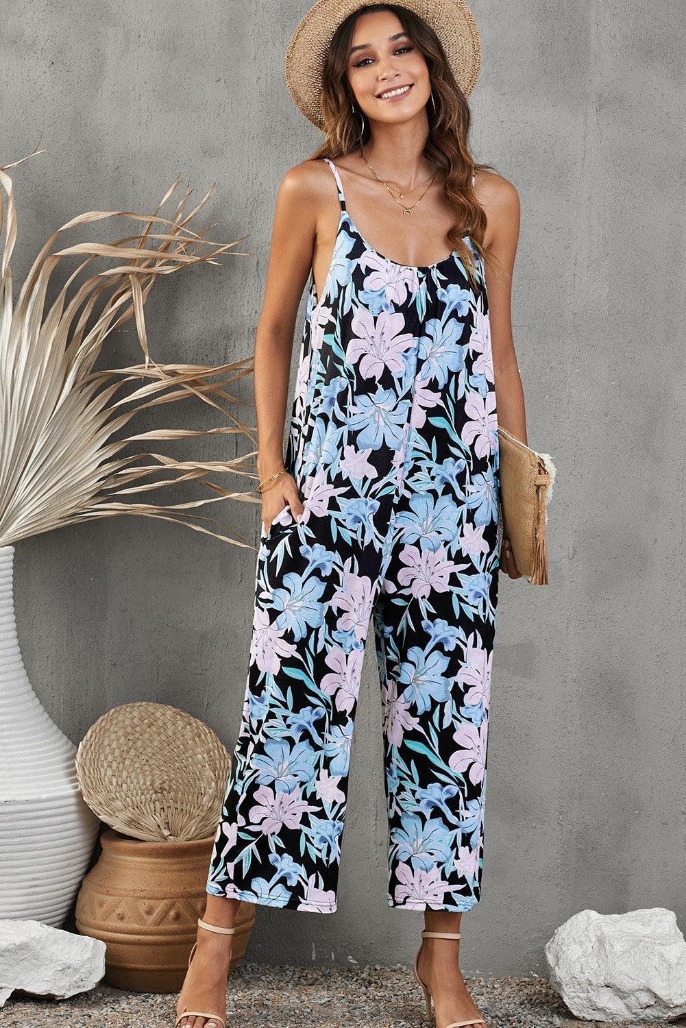 Fabiana Botanical Print Spaghetti Strap Cropped Jumpsuits - Vestir en Moda