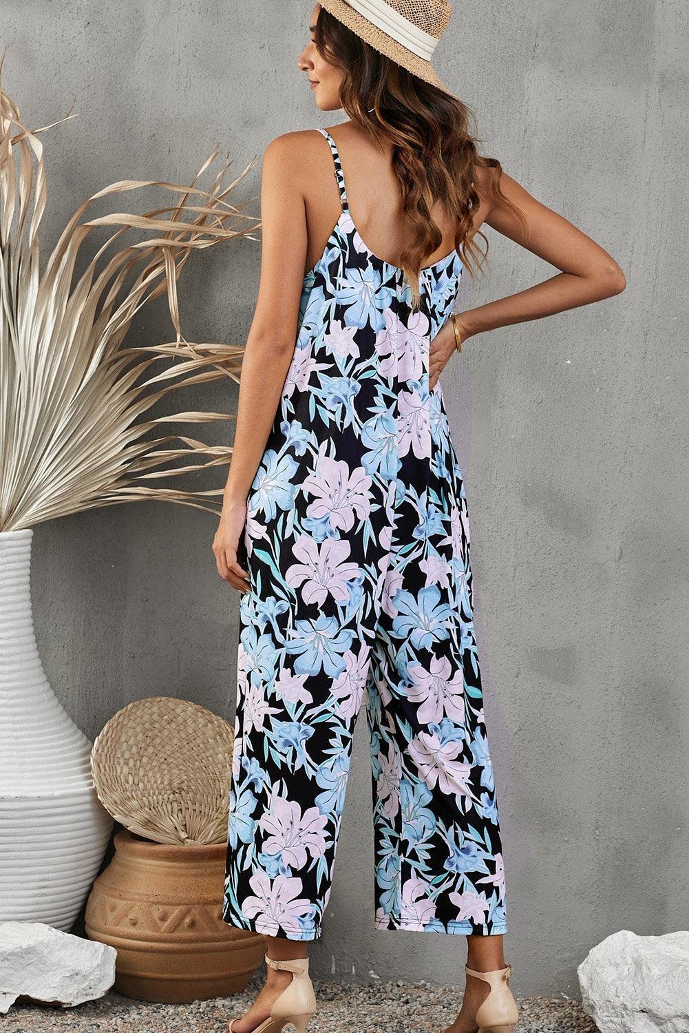 Fabiana Botanical Print Spaghetti Strap Cropped Jumpsuits - Vestir en Moda
