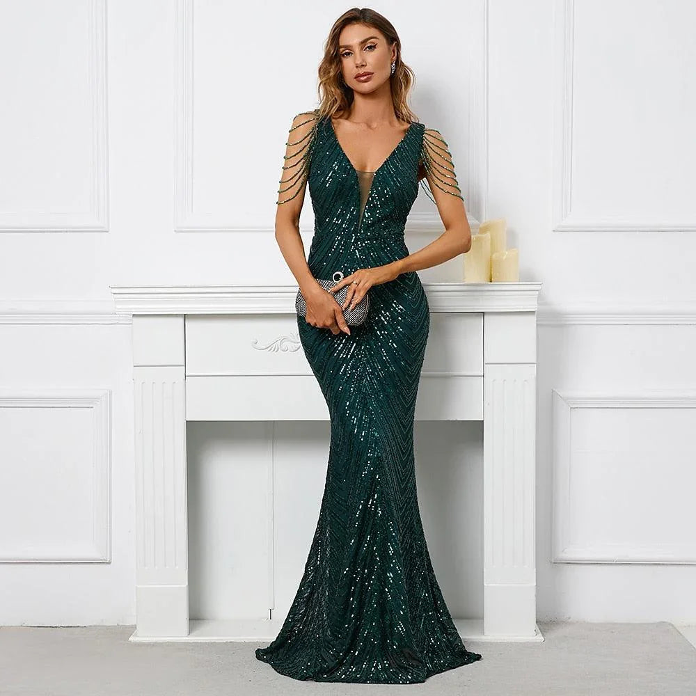 Fabiola Women Beading Long Prom Dresses - Vestir en Moda