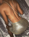 Fannie Nightclub Shiny Bronzing Sexy Backless Hip Spaghetti Straps Dress - Vestir en Moda