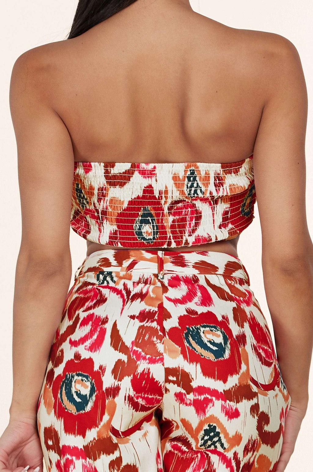 Fasheabe Elegant Flower Print Bandeau Tree Pieces Set
