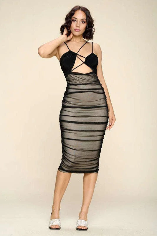 Mildred Curve Hugging Bodycon Midi Dress
