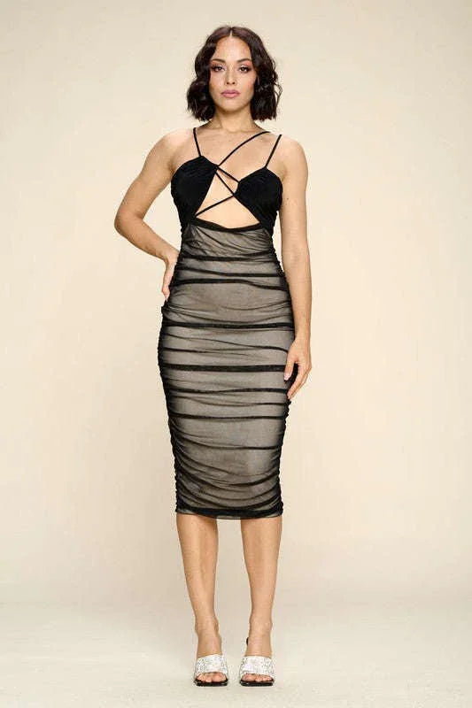 Mildred Curve Hugging Bodycon Midi Dress