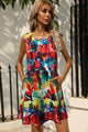 Fatima Casual Printed Round Neck Sleeveless Dress with Pockets - Vestir en Moda