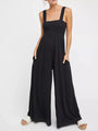 Fausta Women Square Neck Casual Slim Pleated Jumpsuits - Vestir en Moda