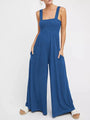 Fausta Women Square Neck Casual Slim Pleated Jumpsuits - Vestir en Moda