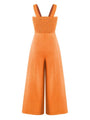 Fausta Women Square Neck Casual Slim Pleated Jumpsuits - Vestir en Moda