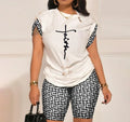 Faye Casual Letter Printed Outfit O Neck Sleeve Two Piece Set - Vestir en Moda