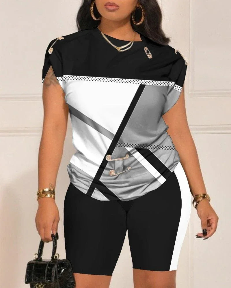 Faye Casual Letter Printed Outfit O Neck Sleeve Two Piece Set - Vestir en Moda