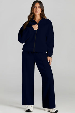Belen Solid Zip-Up Drawstring Two Piece Sets