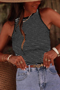 Striped Ribbed Knit Sleeveless