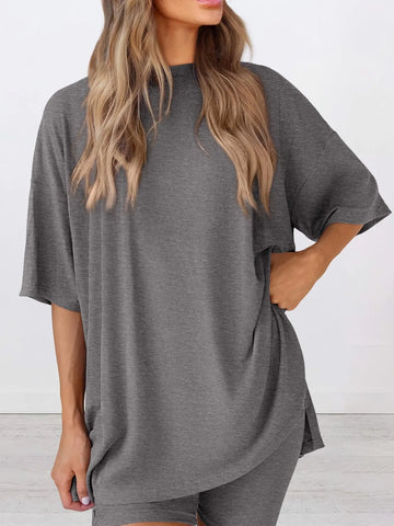 Dinora Full Size Oversized Round Neck Two Piece Sets