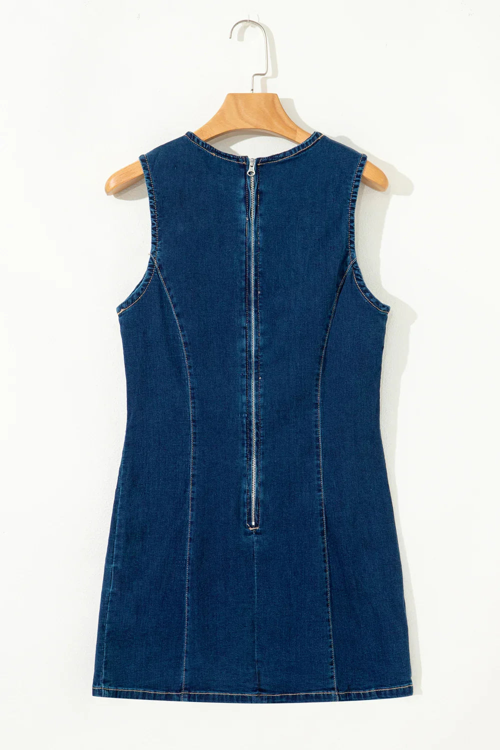 Bronx Girl Dirty blue Sleeveless Zipped Bodycon Denim Short Dress