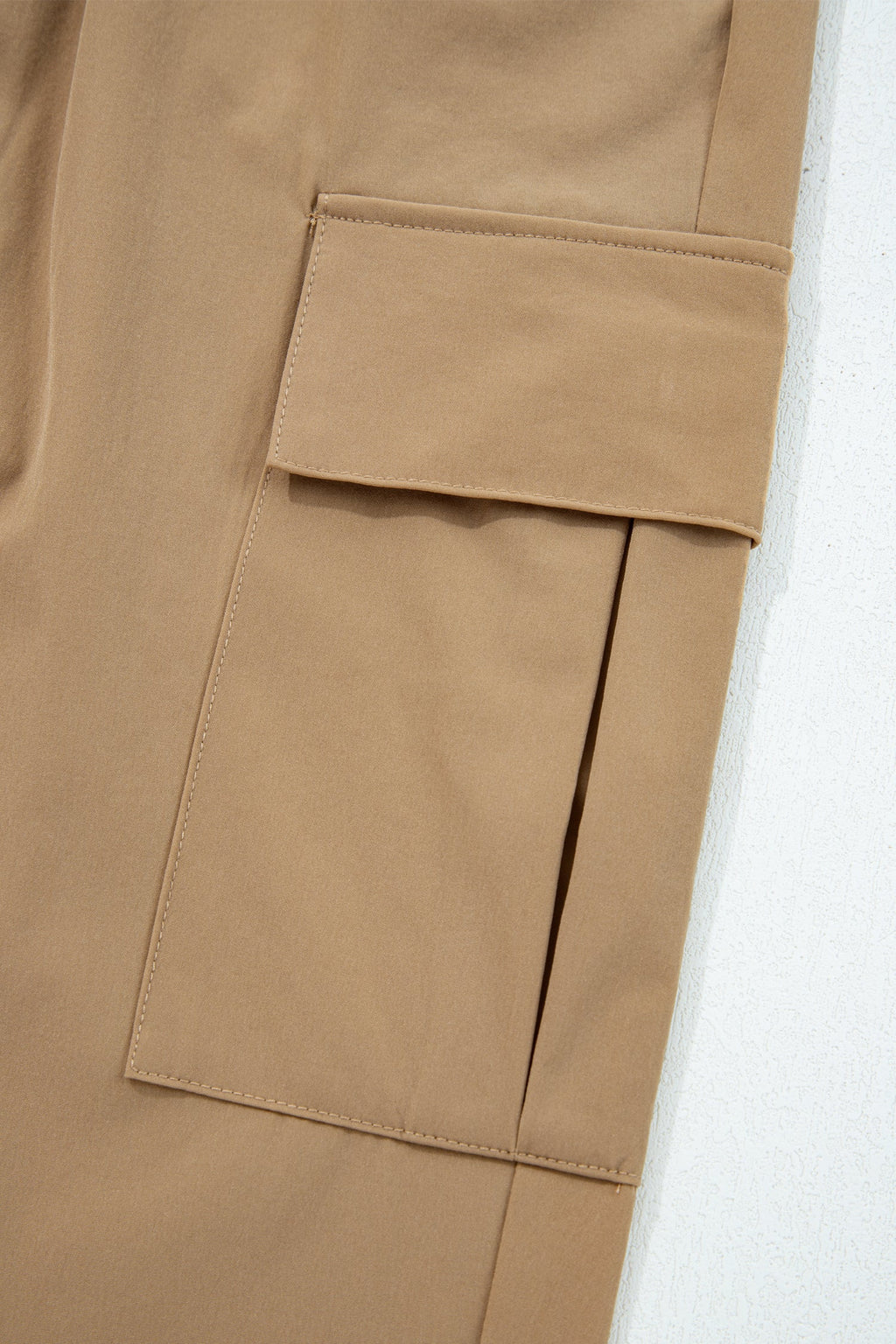 Solid Elastic High Waist Pocketed Cargo Jogger Pants