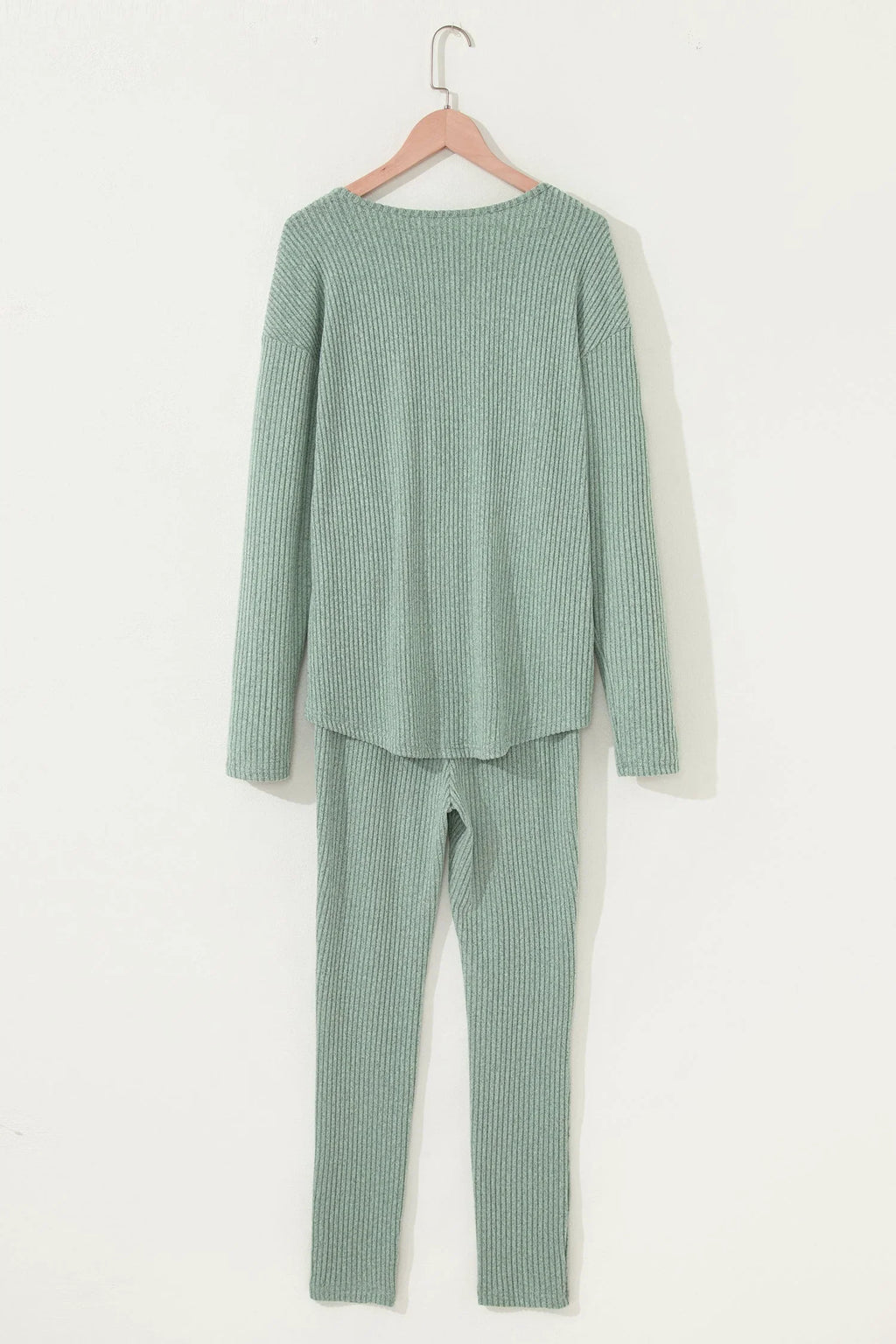 Rosaly Ribbed Knit Long Sleeve Two Piece Set