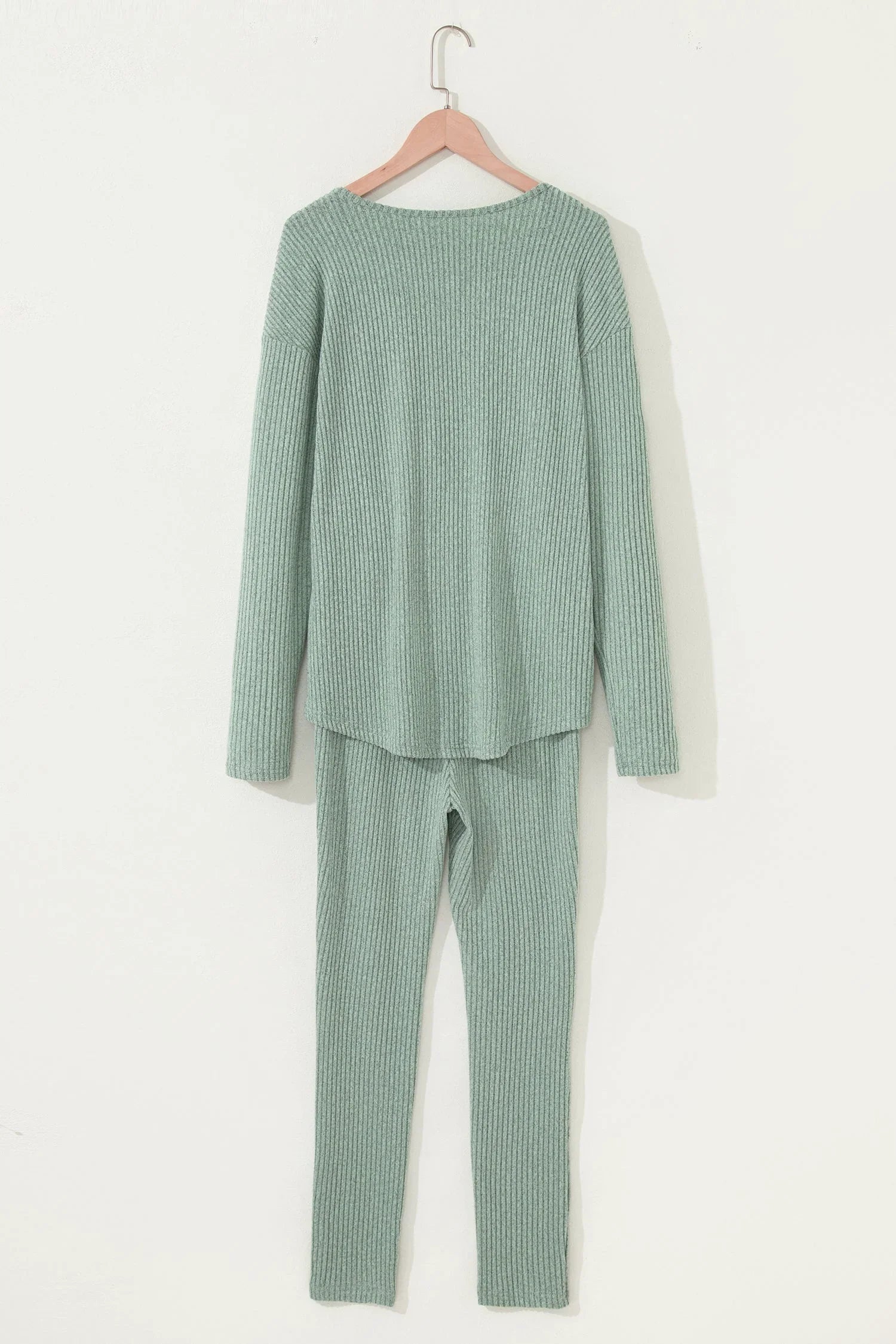 Rosaly Ribbed Knit Long Sleeve Two Piece Set