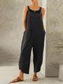 Federica Women Solid Color Casual Button Jumpsuits - Vestir en Moda
