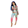 Fela Money Printed Sheer Mesh Long Sleeve Jumpsuits - Vestir en Moda