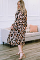 Fermina Plus Size Leopard Print Surplice Neck Long Sleeve Midi Dress - Vestir en Moda