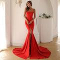 Fernanda Sexy Fishtail Solid Color Wrap Party Evening Dresses - Vestir en Moda