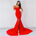 Fernanda Sexy Fishtail Solid Color Wrap Party Evening Dresses - Vestir en Moda