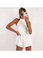 Fernanda Summer Halter Backless Pure Color Rompers - Vestir en Moda