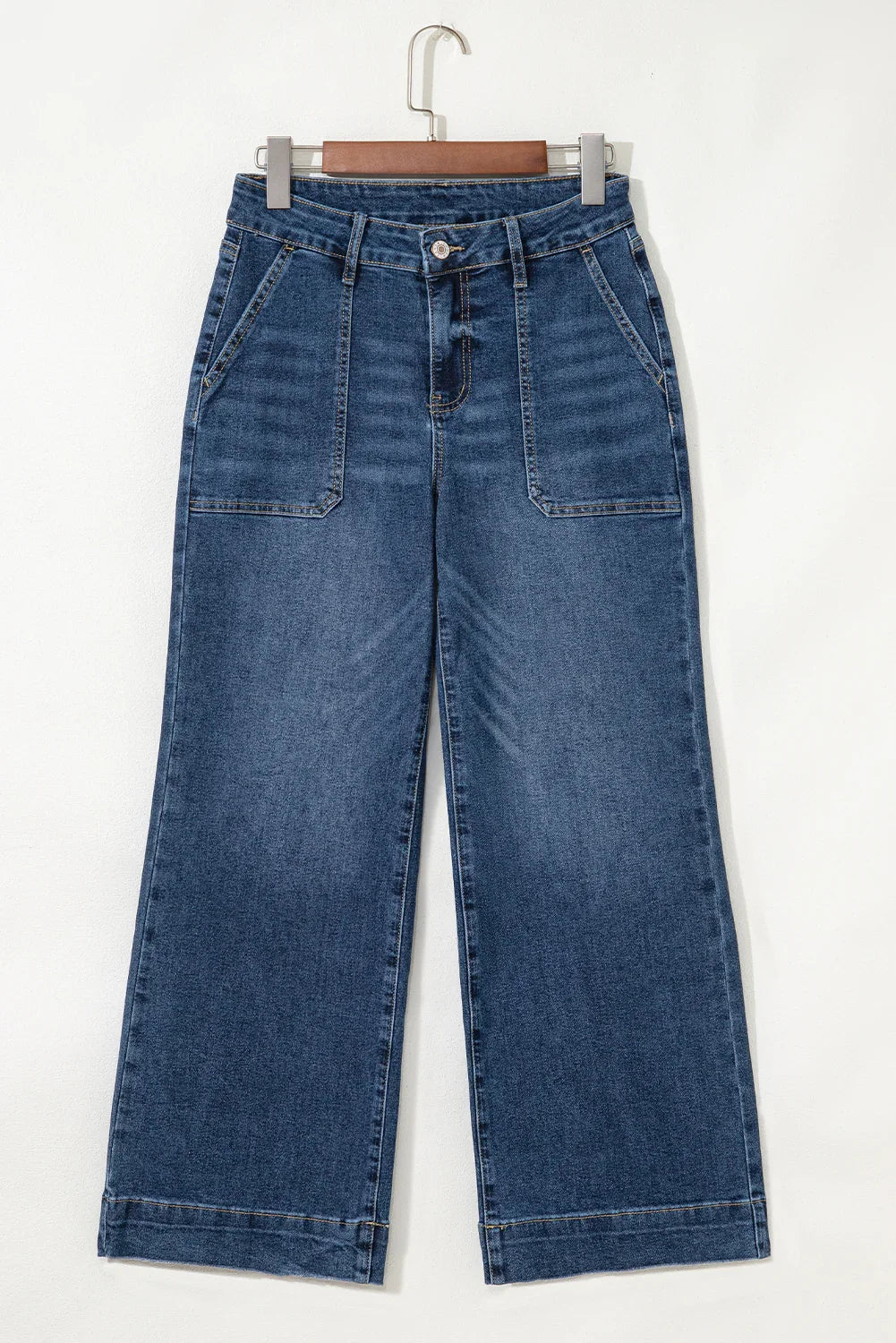 Stacey Ashleigh Blue Cropped High Rise Wide Leg Jeans