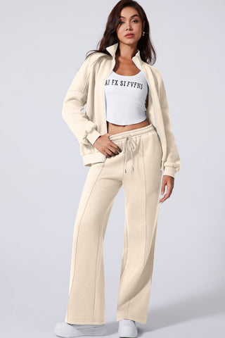 Belen Solid Zip-Up Drawstring Two Piece Sets