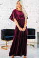 Filomena Sexy Elegant Velvet Round Neck High Slit Evening Dress - Vestir en Moda