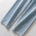 Finley Loose Light Color Rise Cotton High Waist Trousers Solid Denim - Vestir en Moda