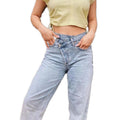 Finley Loose Light Color Rise Cotton High Waist Trousers Solid Denim - Vestir en Moda