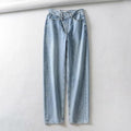 Finley Loose Light Color Rise Cotton High Waist Trousers Solid Denim - Vestir en Moda