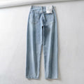 Finley Loose Light Color Rise Cotton High Waist Trousers Solid Denim - Vestir en Moda